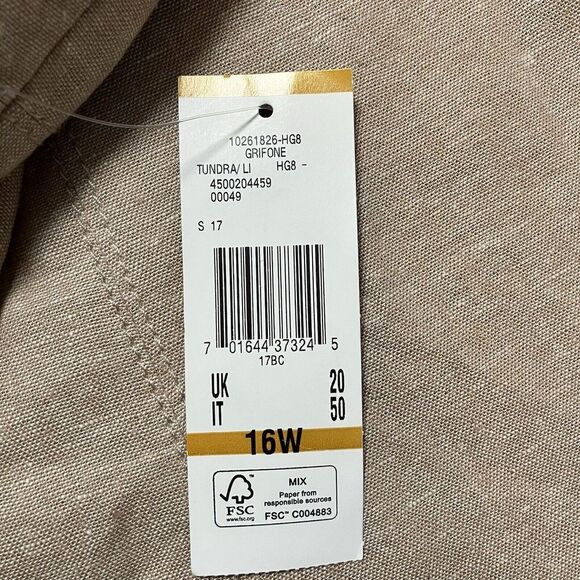 Ak Anne Klein Skirt Womens 16W Beige Linen Lined A Line Side Zip - Picture 6 of 9